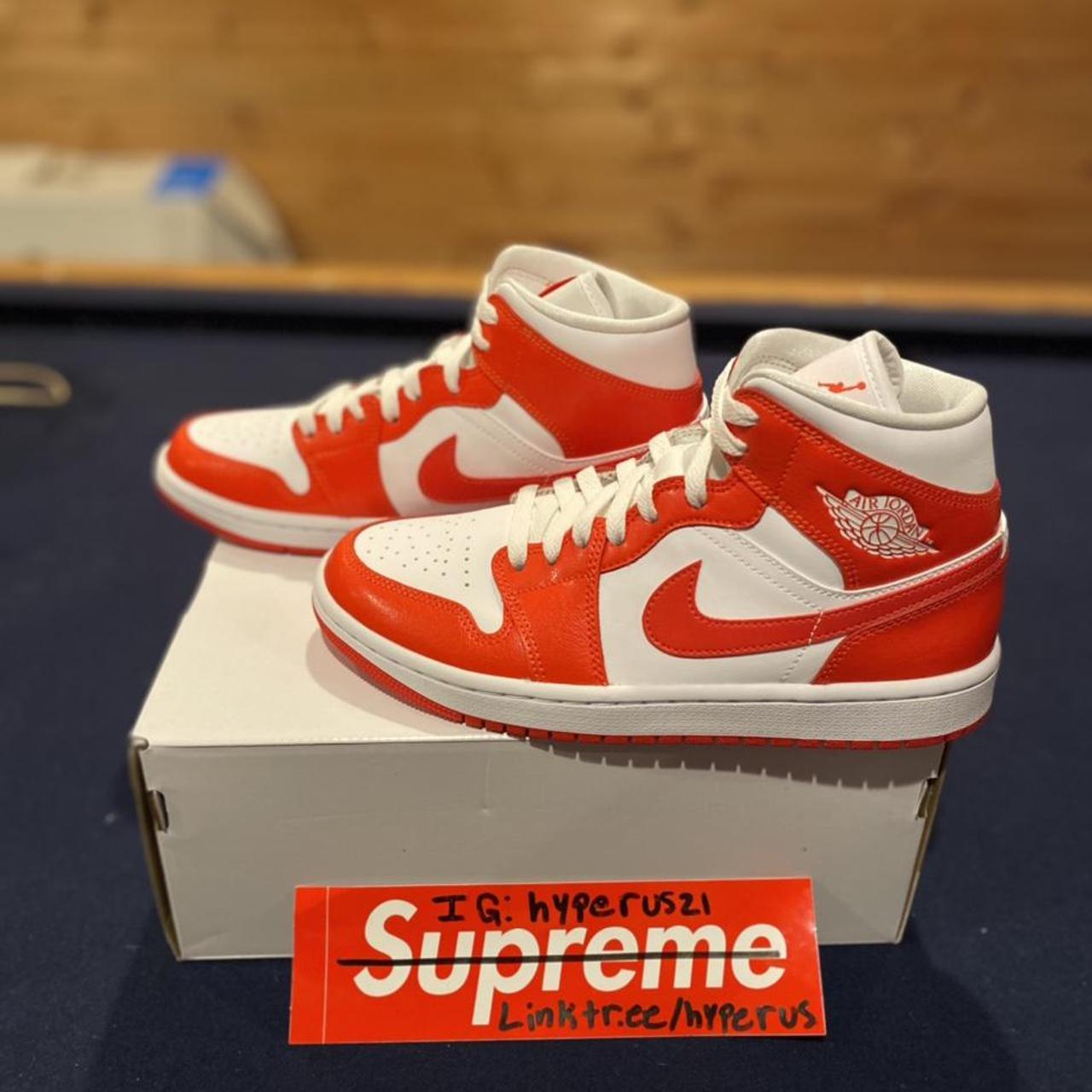 air jordan 1 mid trainers white habanero red white