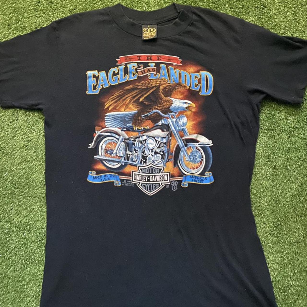 Vintage Harley Davidson 3D emblem T shirt 1987 vtg | Depop