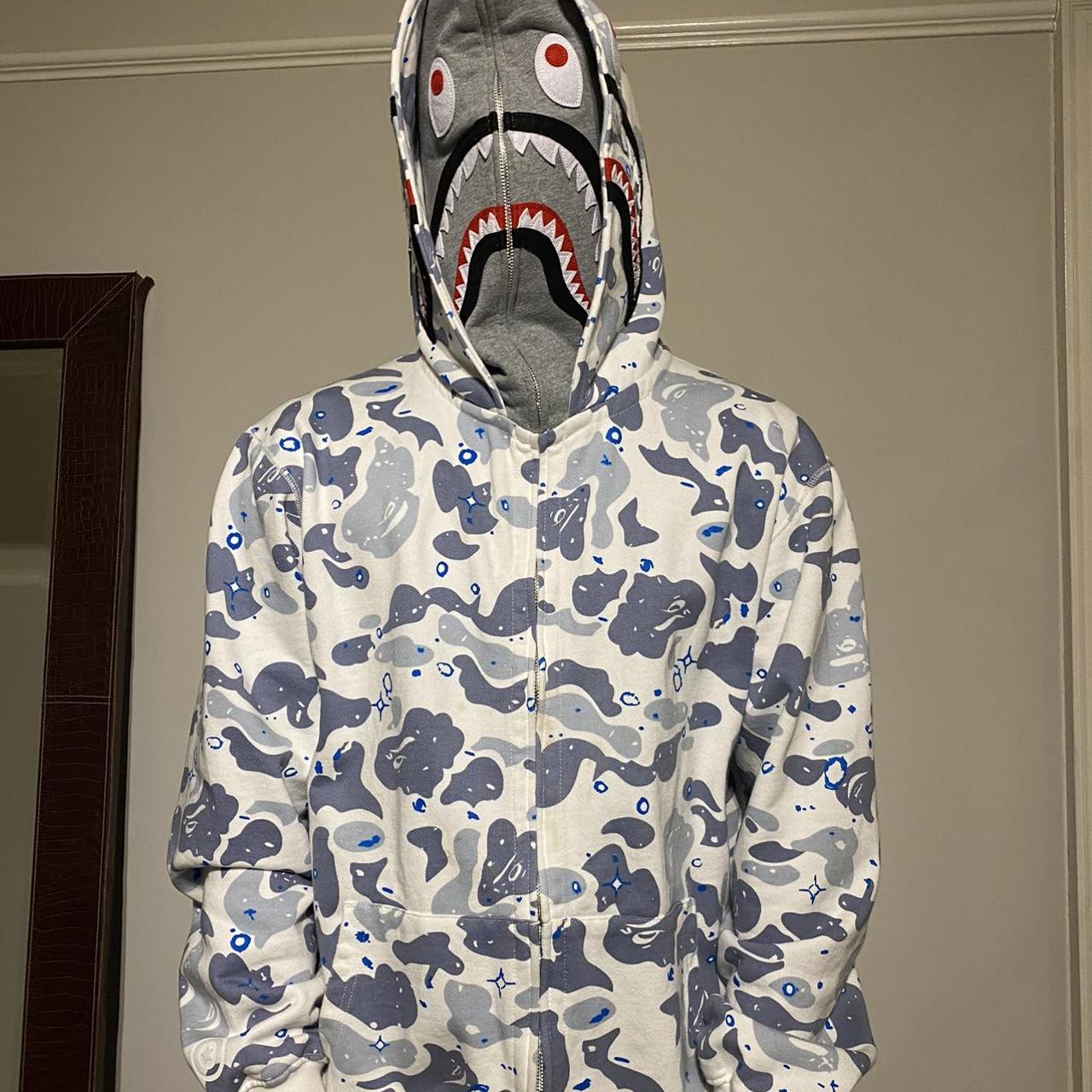 BAPE White hoodie - double hooded Only worn a few - Depop