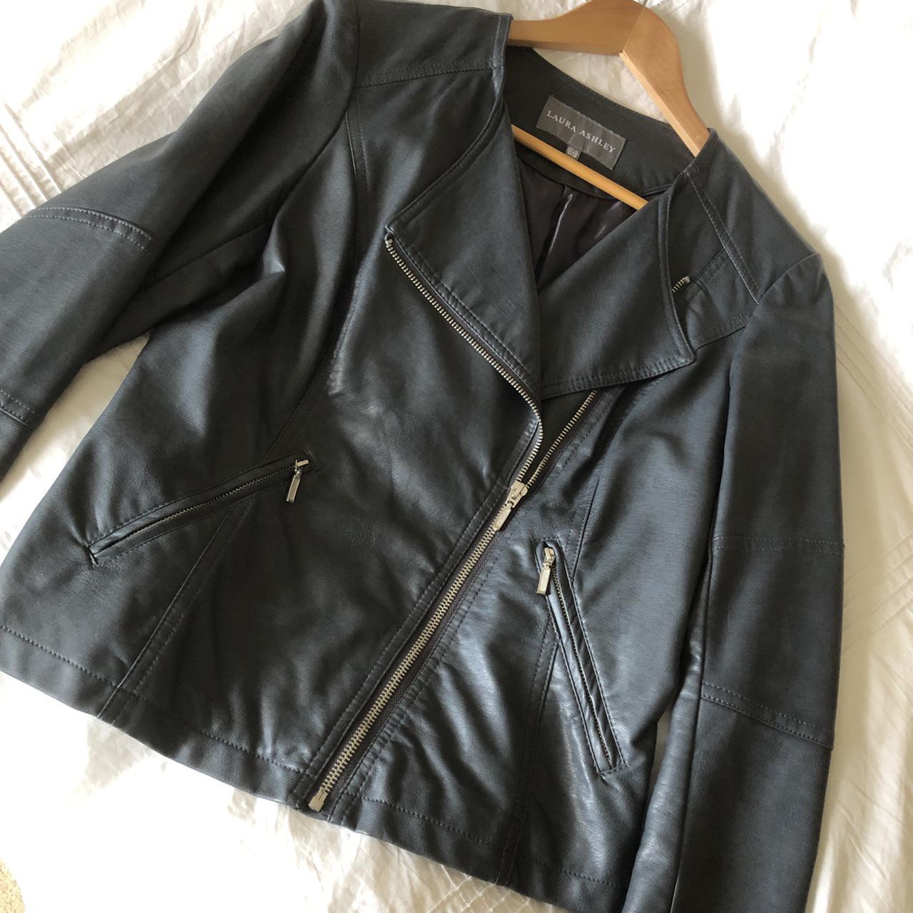 Ladies Faux Leather Jacket, Grey, Size 10 - Laura... - Depop
