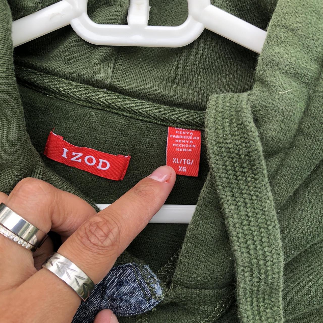 vintage army green izod hoodie soft and comfy... Depop