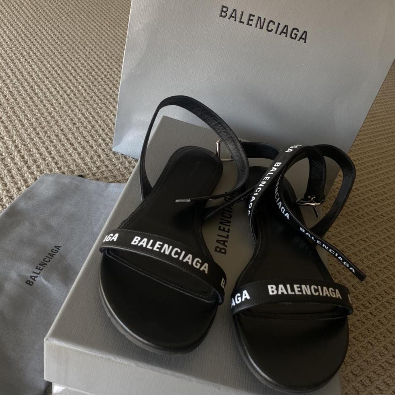 Balenciaga logo hot sale strap sandals