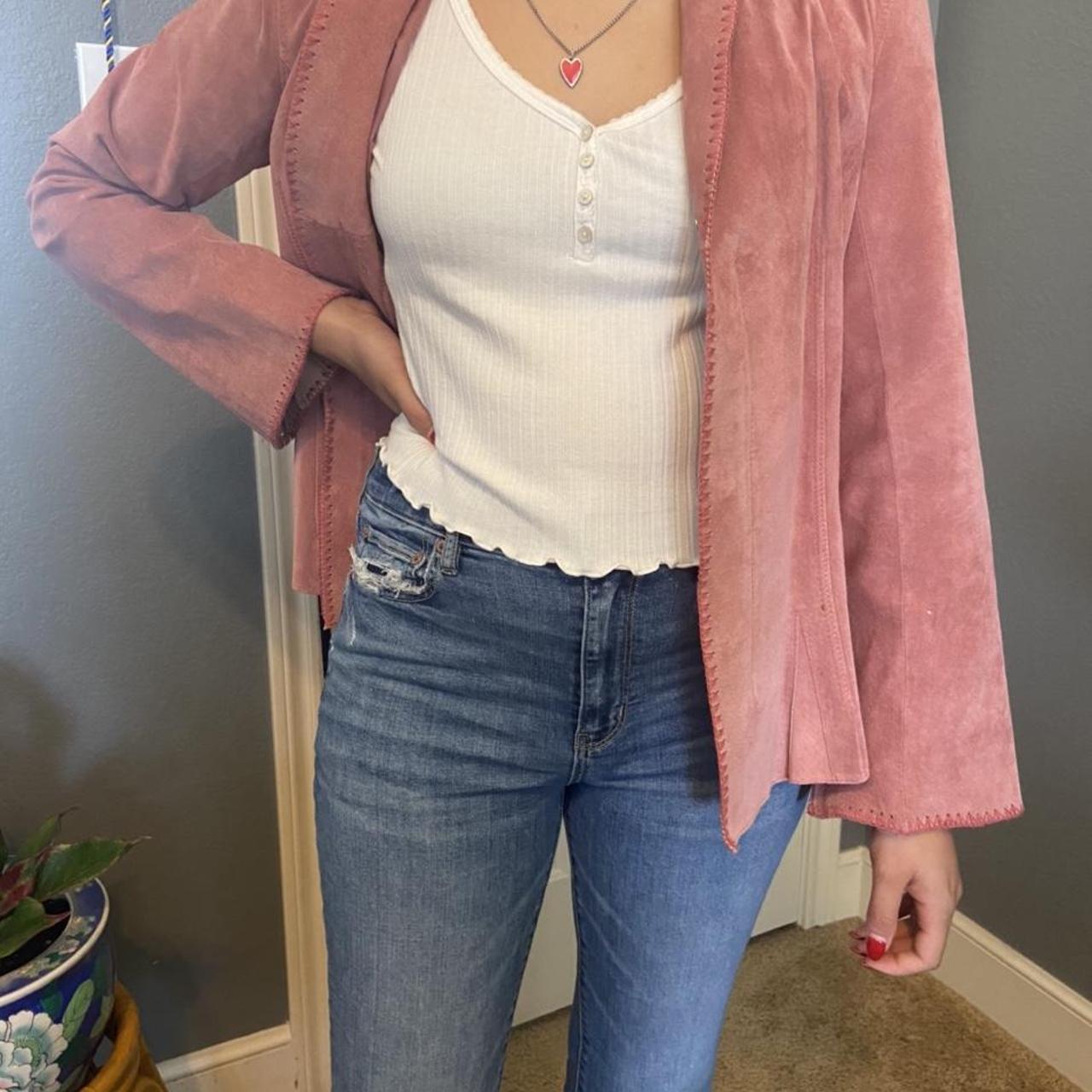 h&m pink suede jacket