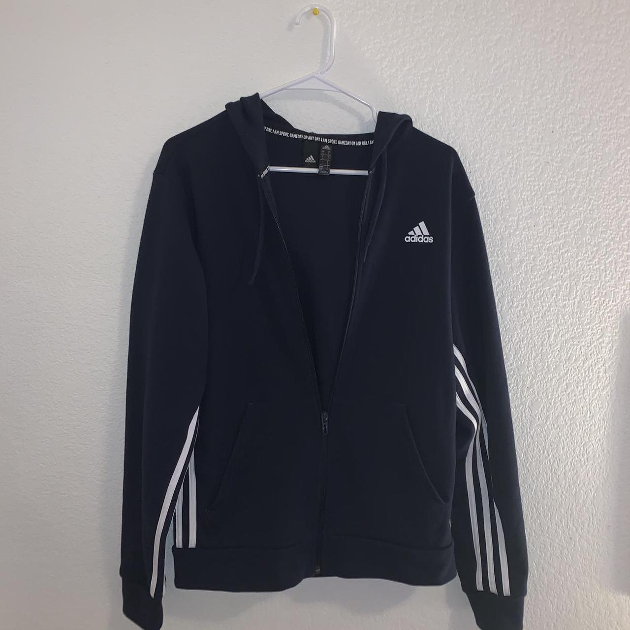 Navy blue Adidas zip hoodie S In nice quality and... - Depop