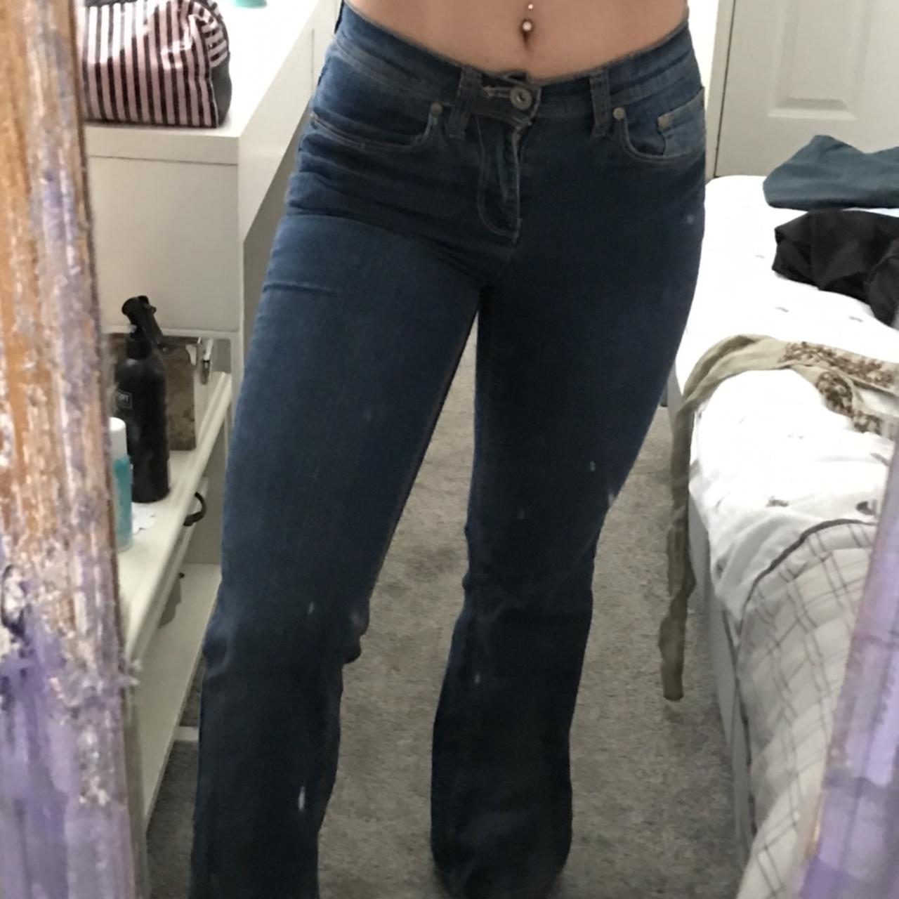 Denim bootcut/flared jeans. Bit small for me as they... - Depop