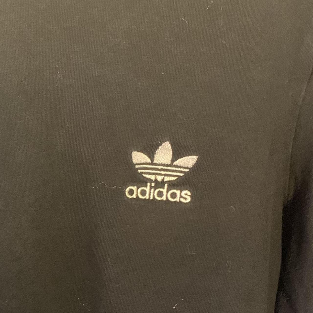 Adidas Black Three Stripe Sleeve Small Logo Long... - Depop