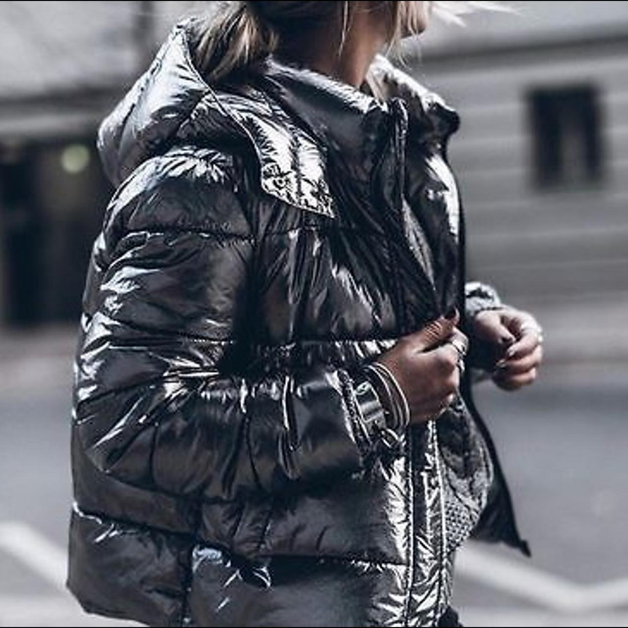 Zara - Shiny Puffer Jacket - Silver - Unisex