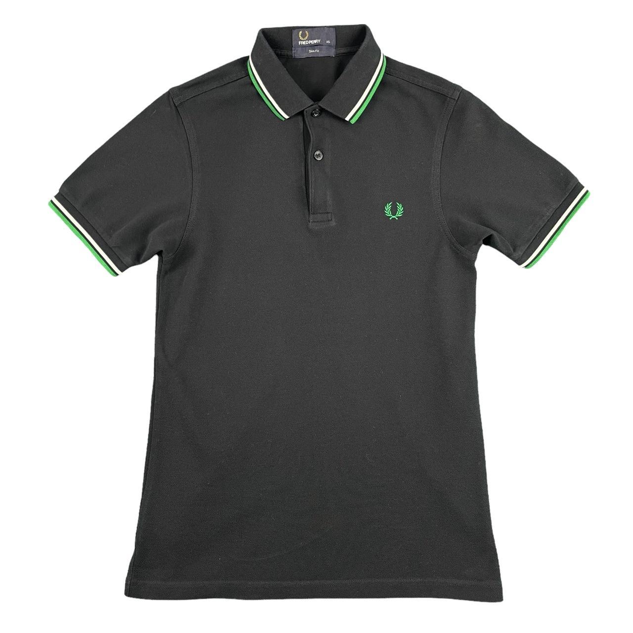 Vintage Fred Perry Black Polo Shirt With White And Depop