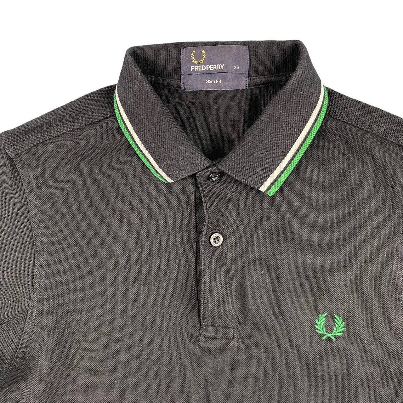 Vintage Fred Perry Black Polo Shirt With White And Depop