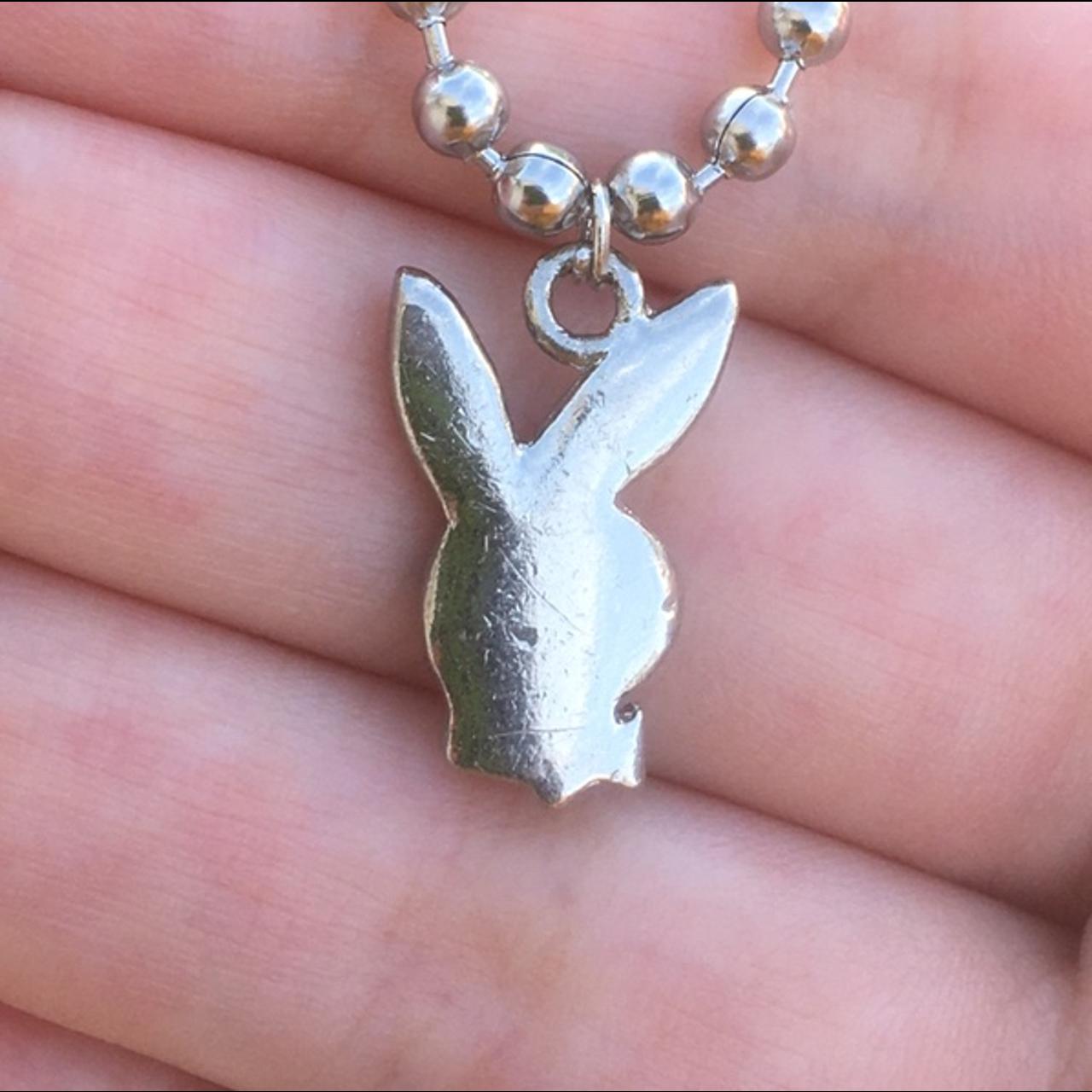 Y2K Playboy Bunny Necklace Rabbit Charm Necklace Handmade 
