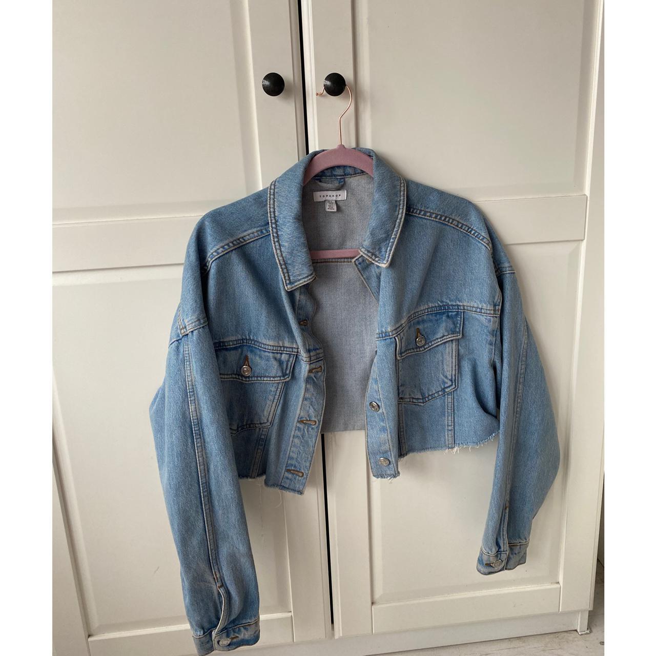 CROPPED DENIM JACKET. SIZE 12. BARELY WORN.... Depop