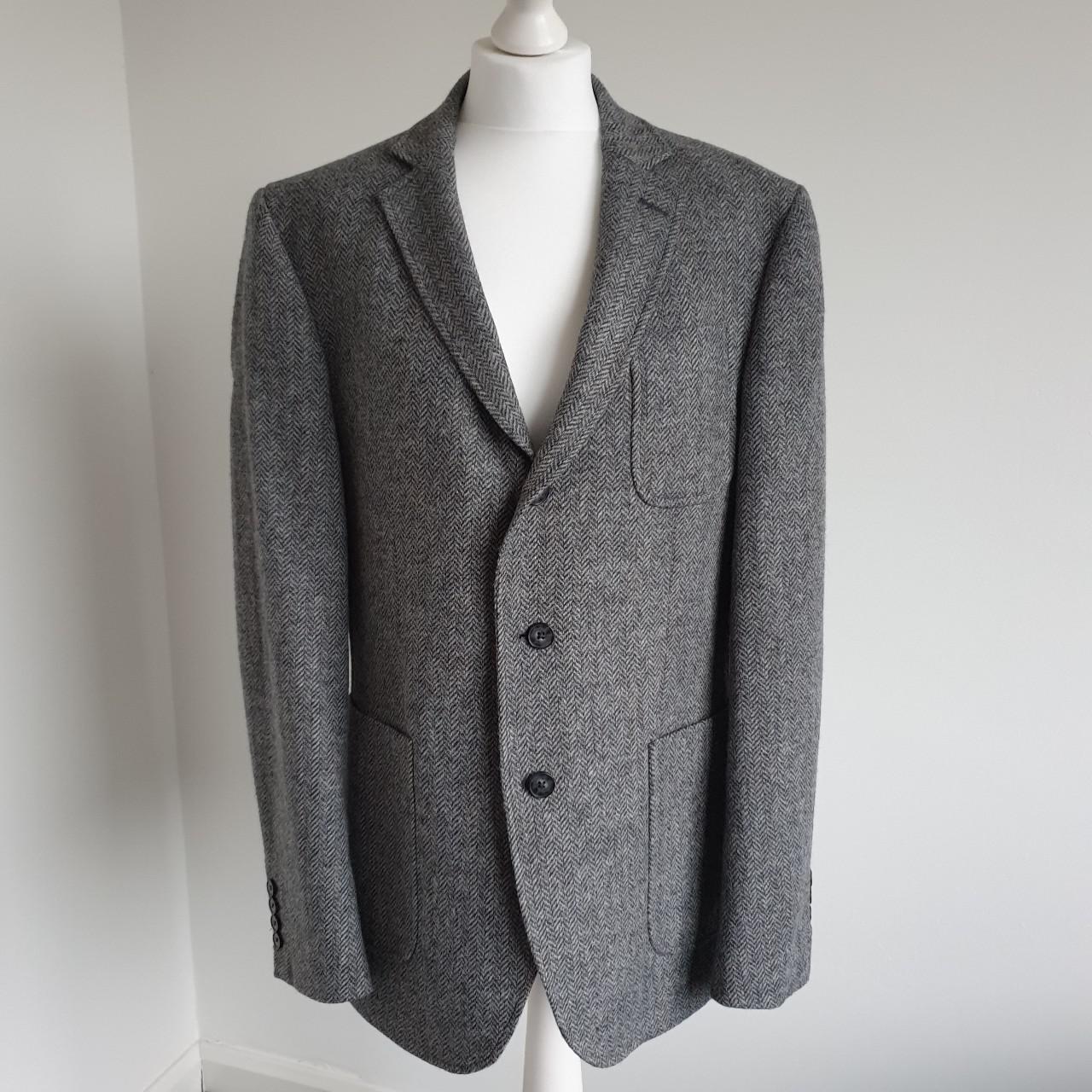 Stunning 100% Wool JAEGER Tweed Grey Blazer. Size... - Depop
