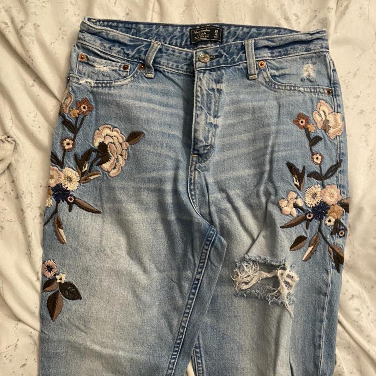 Abercrombie & Fitch Women's Pink and Blue Jeans | Depop