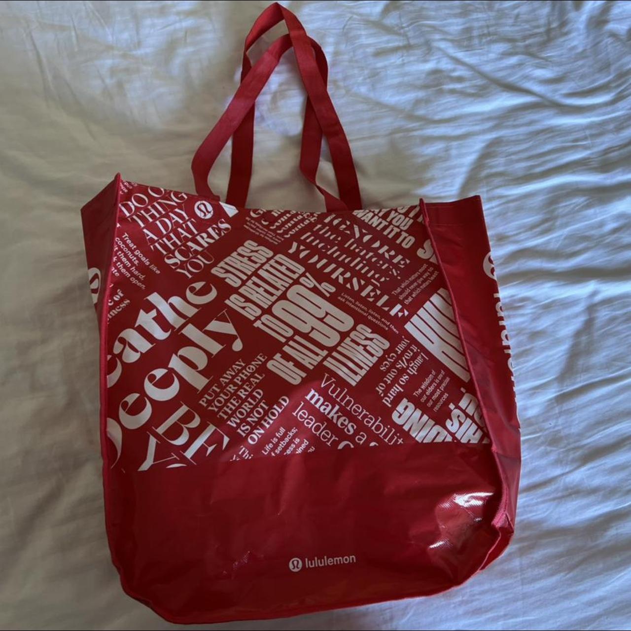 Lululemon Large Tote Bag Red White Retail Reusable... - Depop