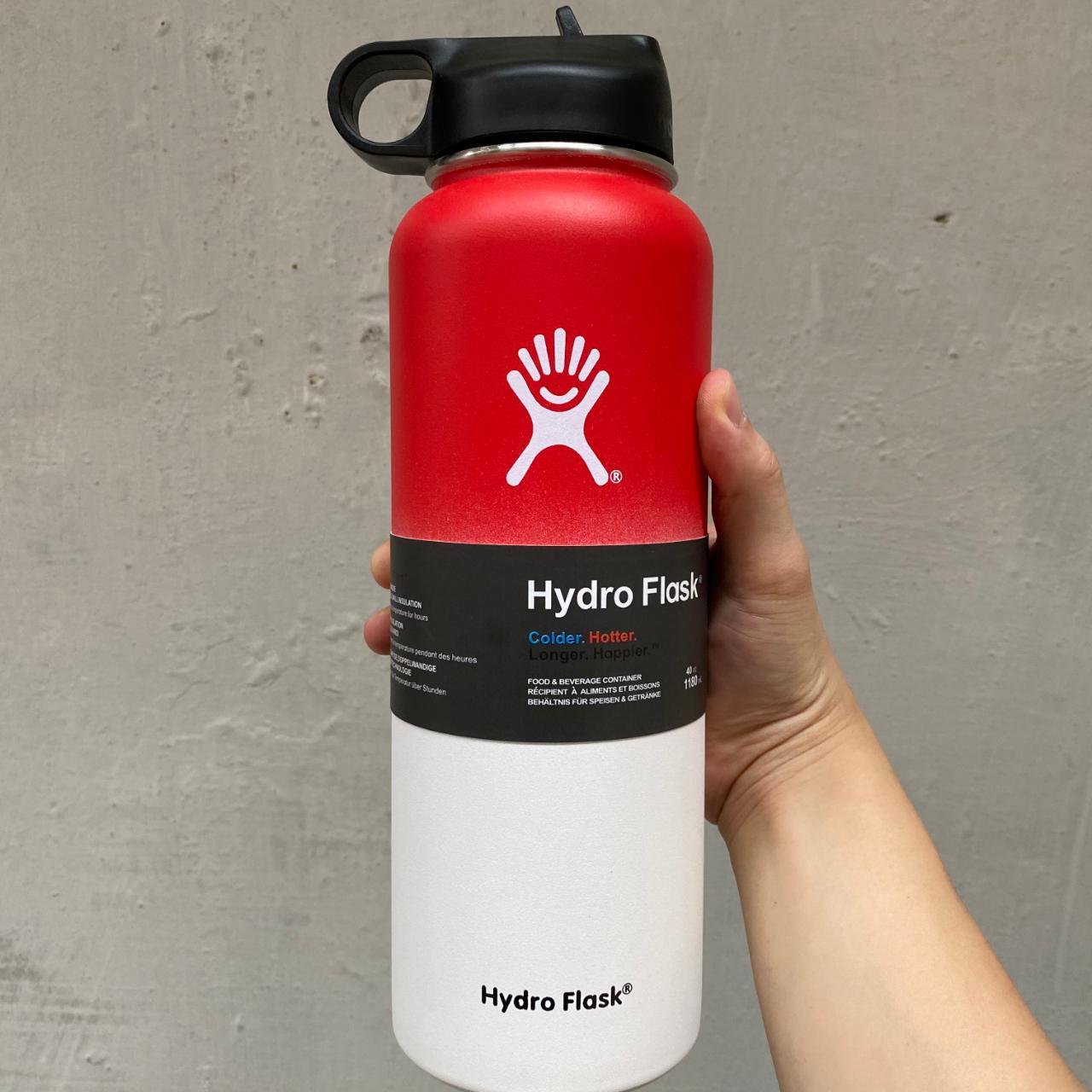 Hydro Flask 40oz Red mixed White Color Water Depop