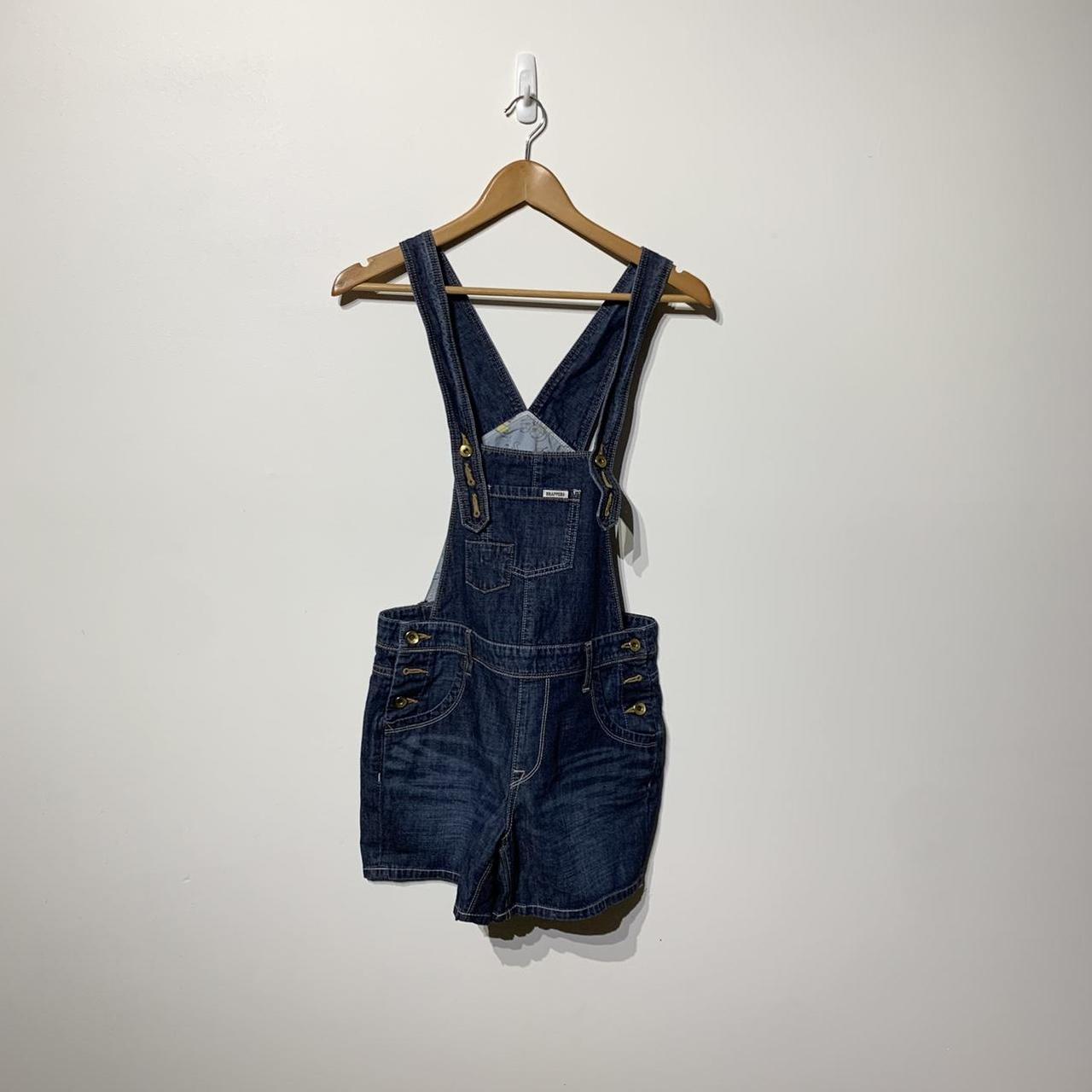 Short overalls with cute patch on back pocket... - Depop