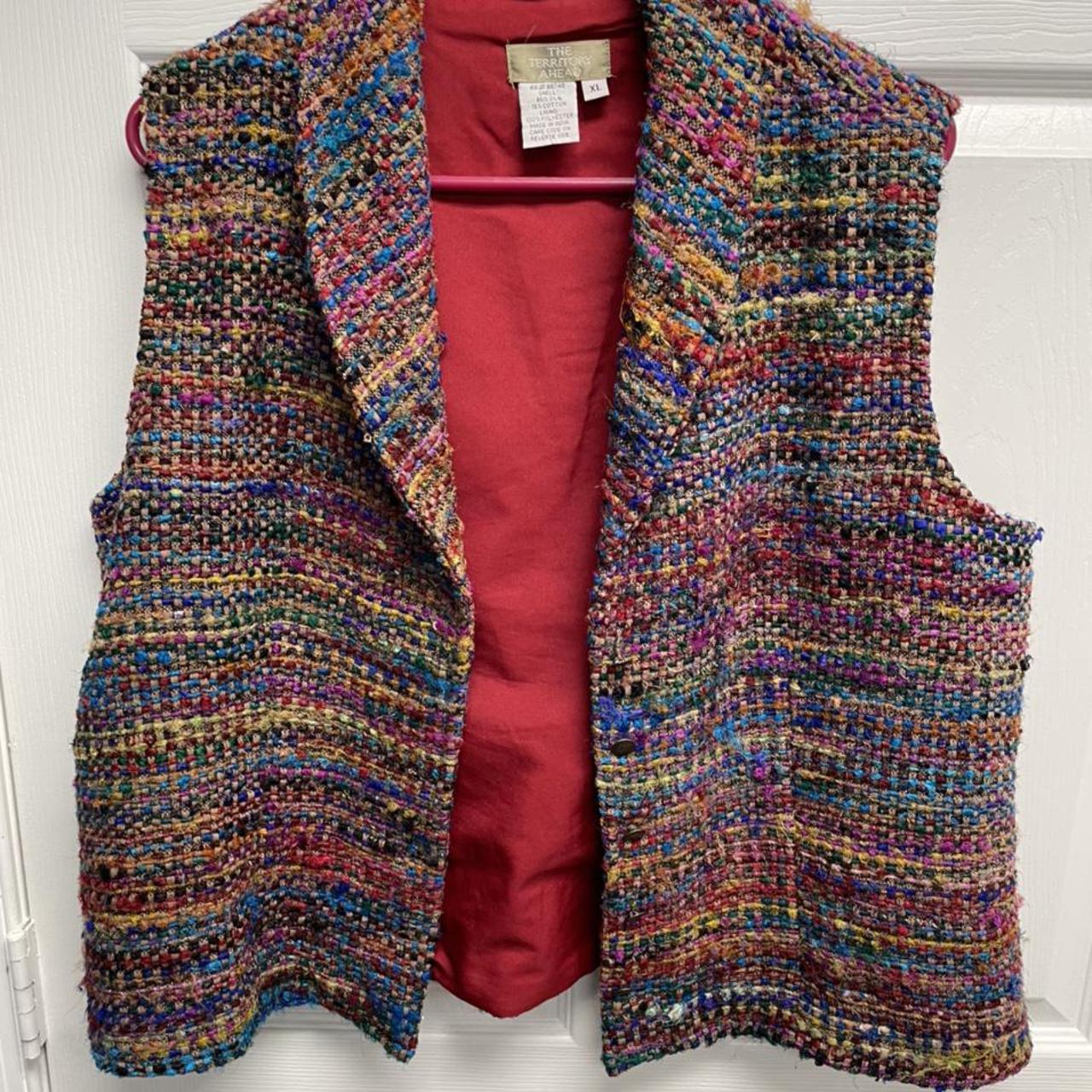 Woman’s tweed retro vest 85% silk XL wear open or... - Depop