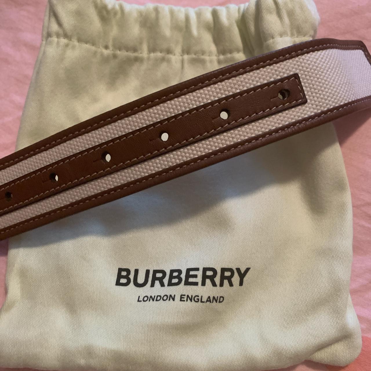 Burberry Monogram-Motif Leather-Trim Canvas Belt