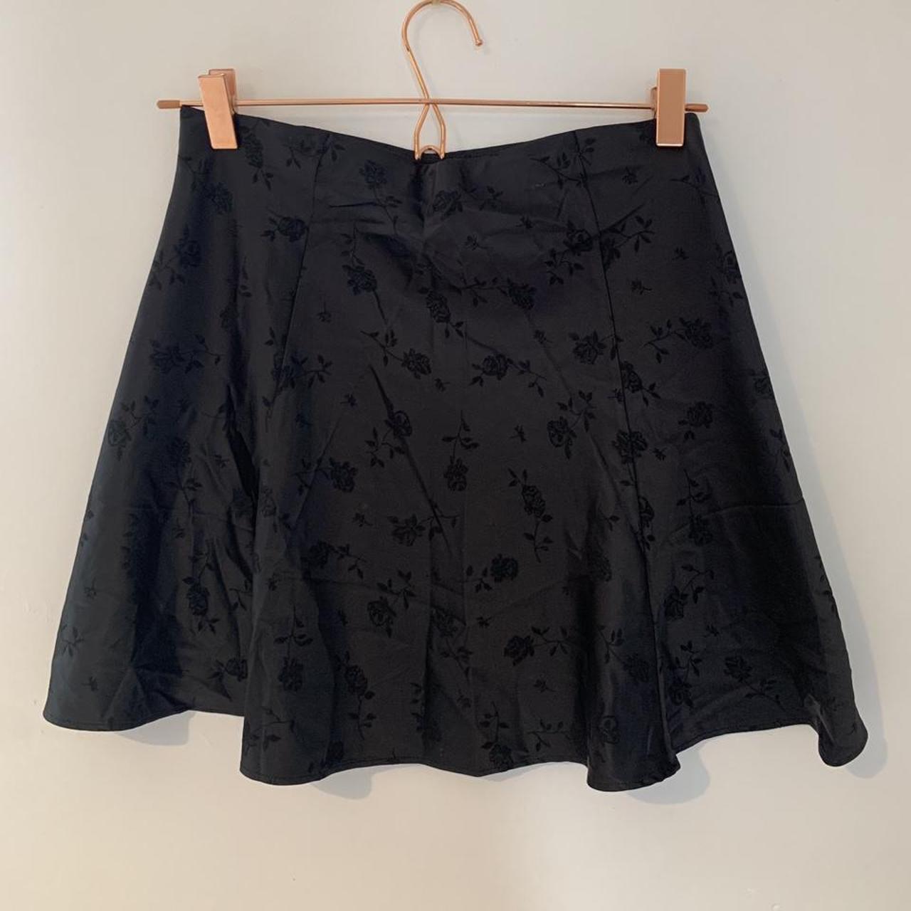 Garage black satin jacquard skirt Never worn, with... - Depop