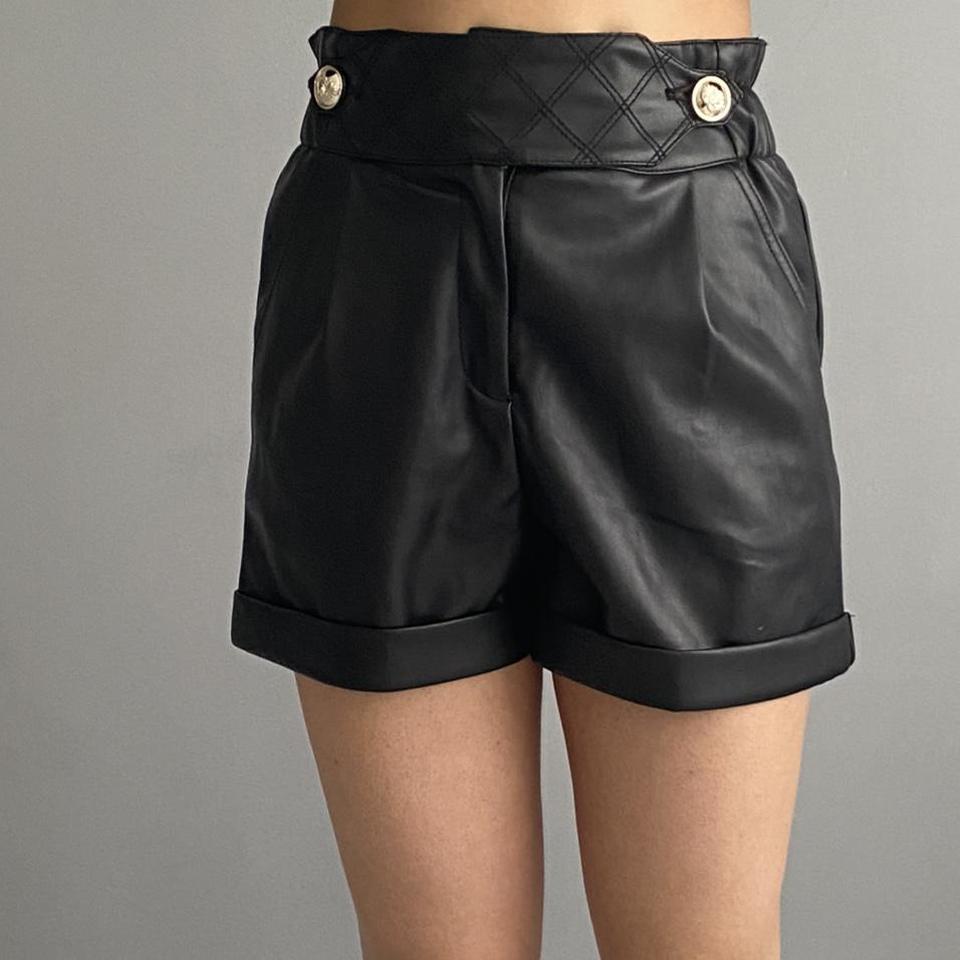 black leather shorts river island