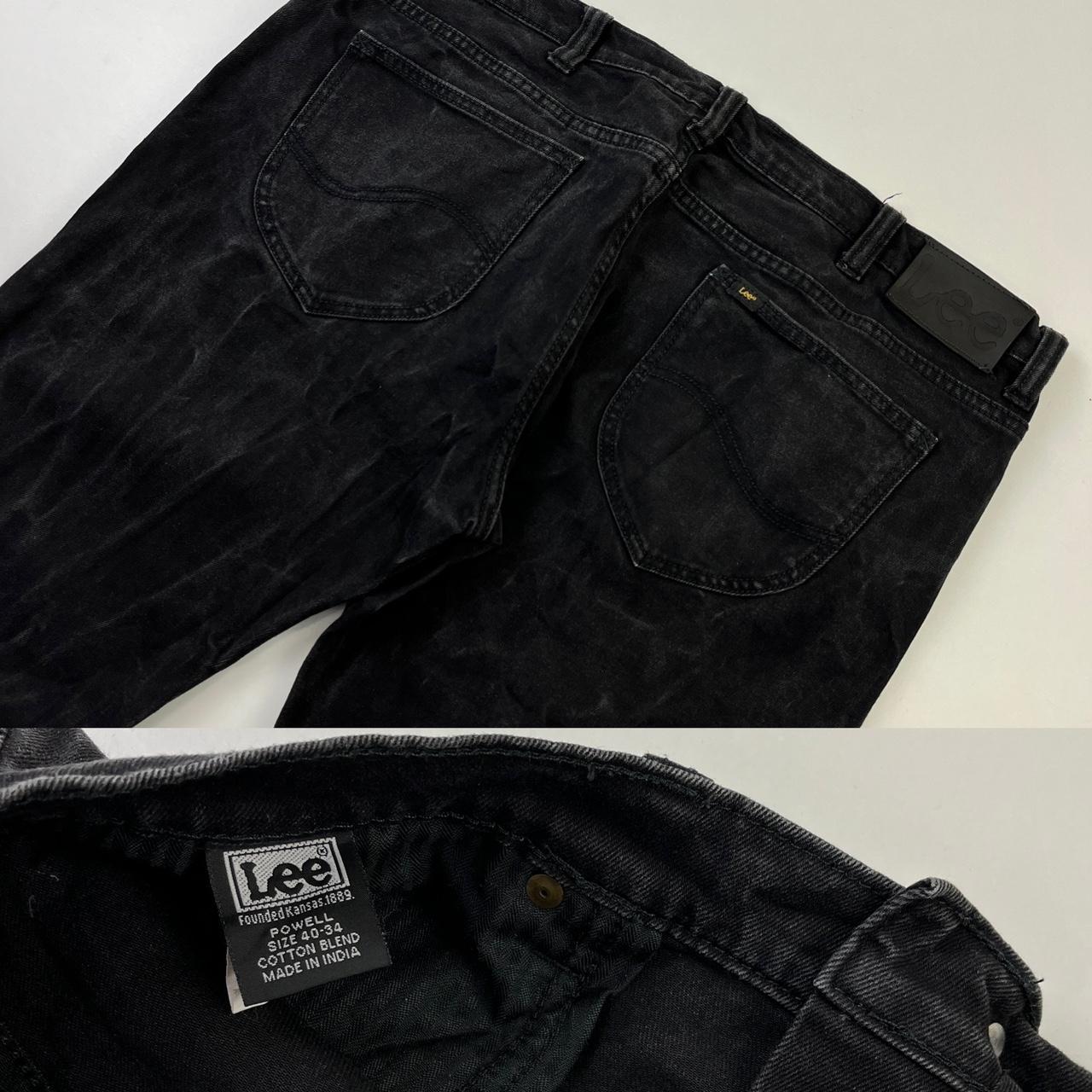 Vintage 90s Lee Washed Black Denim Jeans Size: W40... - Depop