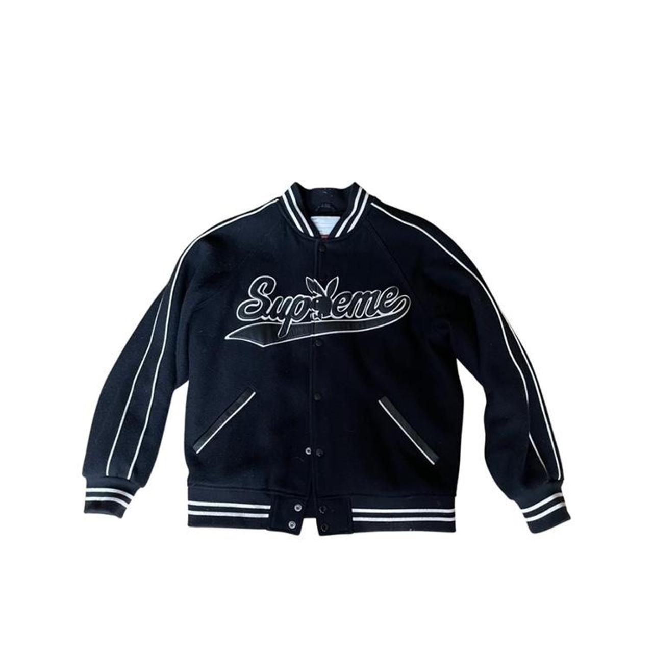 supreme varsity jacket playboy