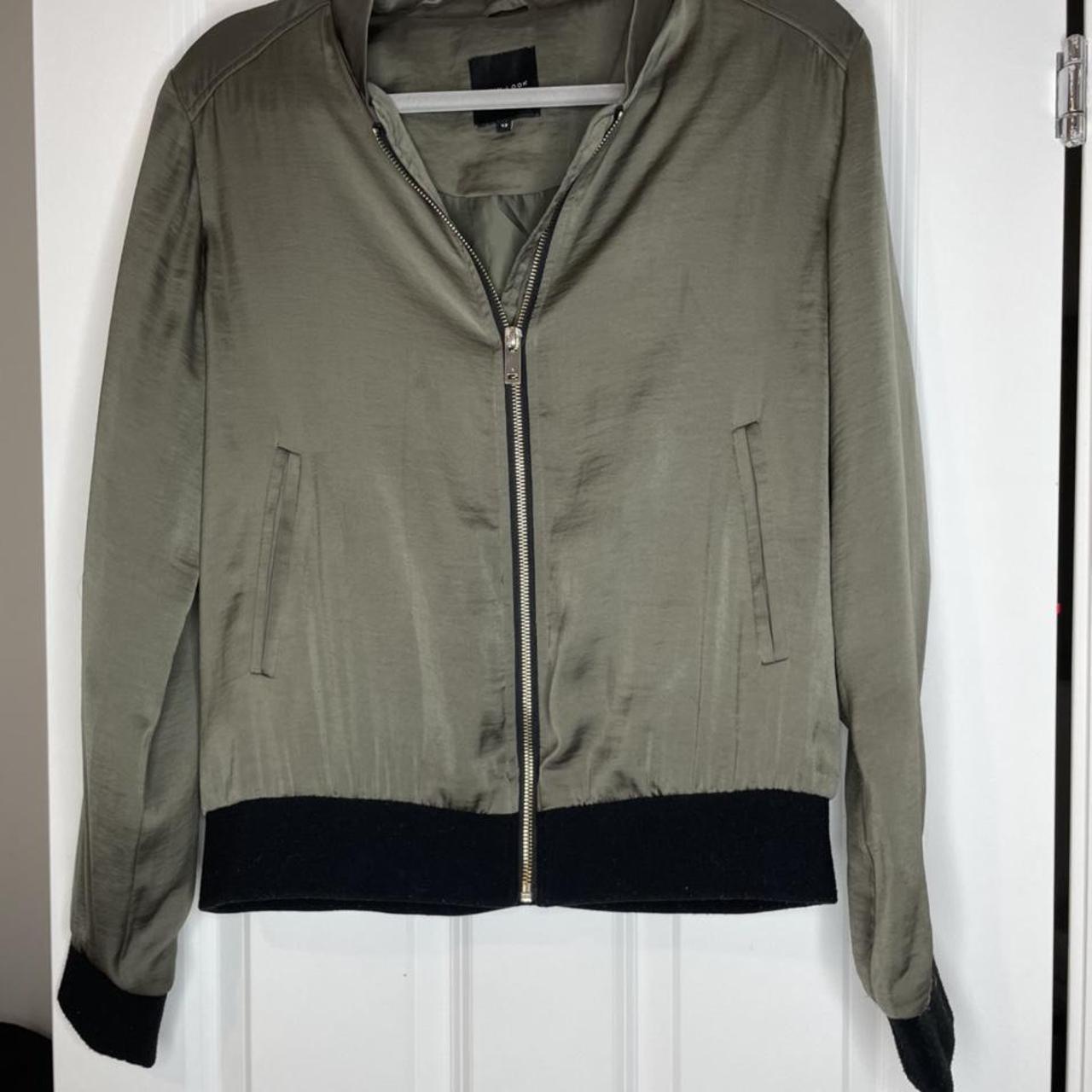 Olive green bomber jacket. Material is quite heavy.... - Depop