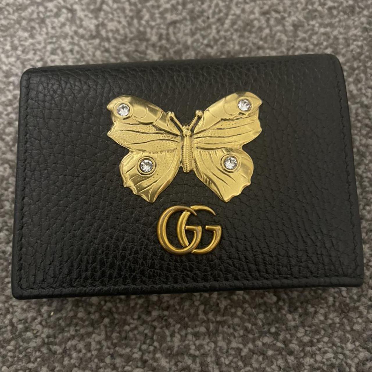 Gold Gucci Butterfly Card Holder Gucci Marmont Butterfly Purse