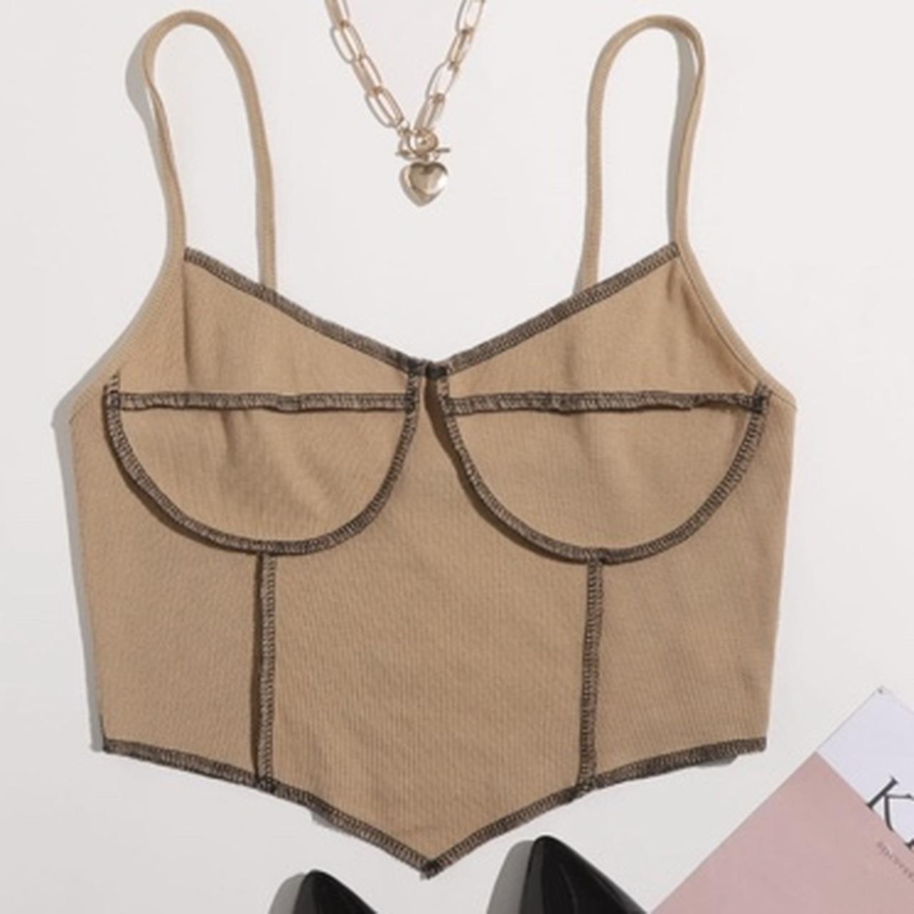 SHEIN Women's Tan and Black Crop-top