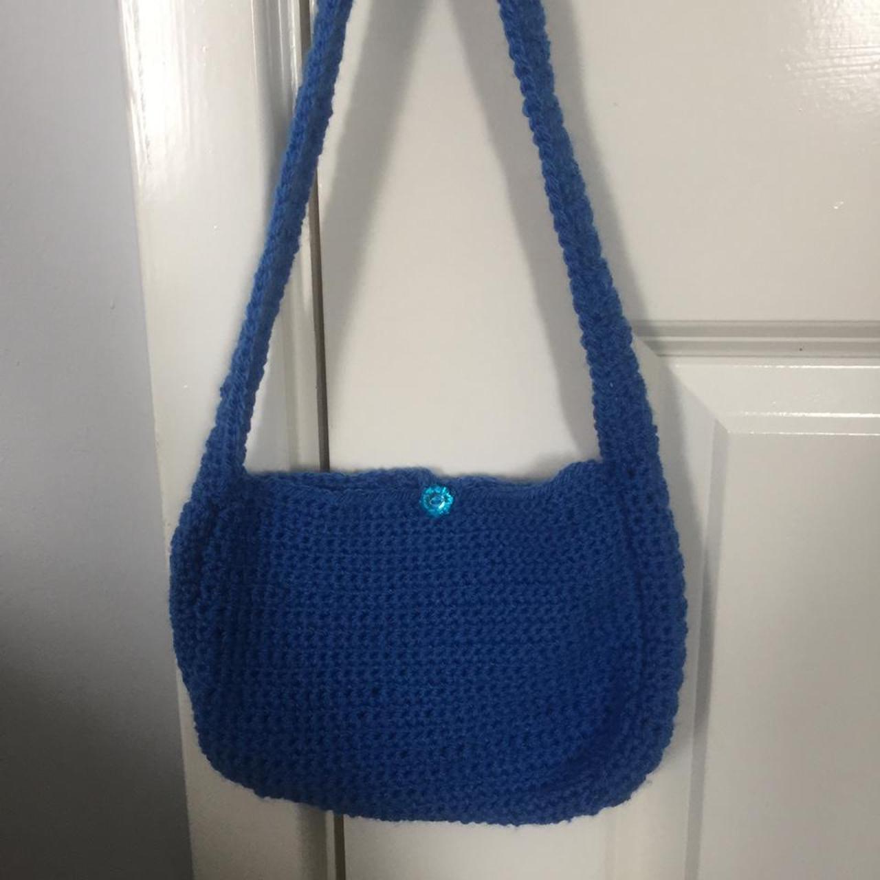 Handmade crochet Y2K baguette bag Made with dark... - Depop