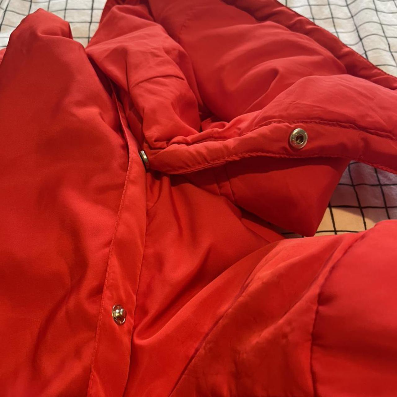 red miss selfridge puffer jacket with removable hood... - Depop