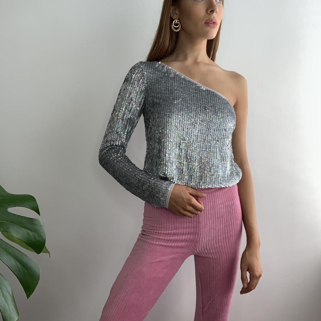 ASOS silver sequin asymmetric one shoulder Depop