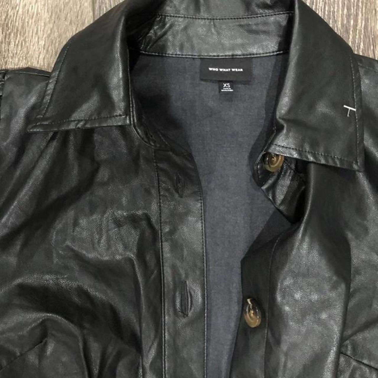 Faux leather trench coat - Depop