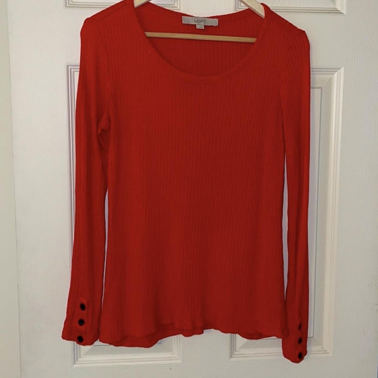 Product Image 1 - LOFT Red Crew Neck Ribbed