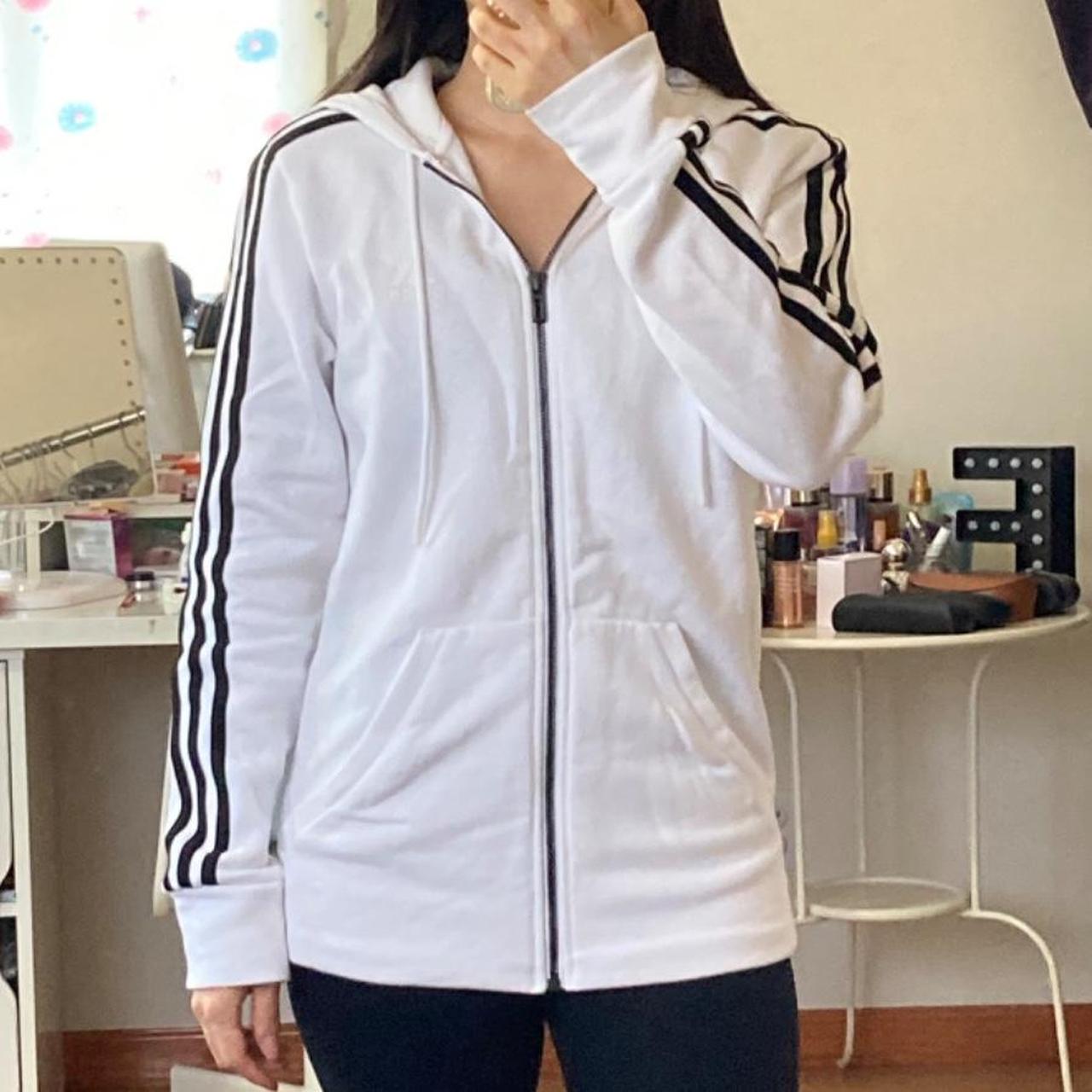 White adidas best sale zip up