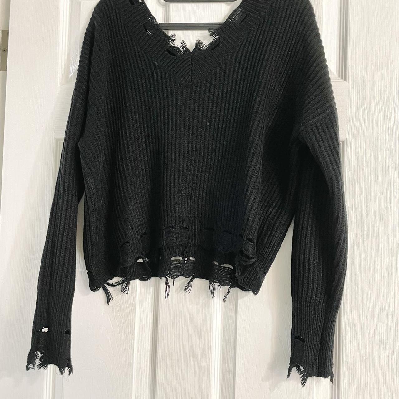 distressed black sweater Brand: unknown Quality:... - Depop