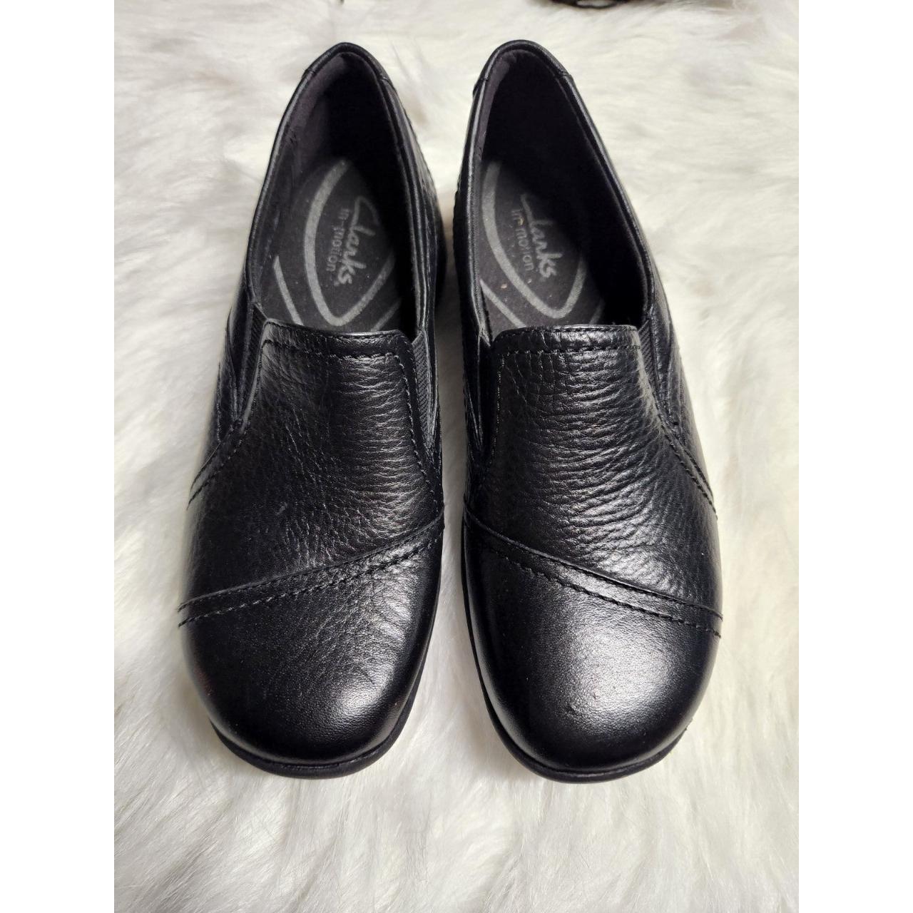 Clarks Slip On Loafers Slip Resist Black Leather... - Depop