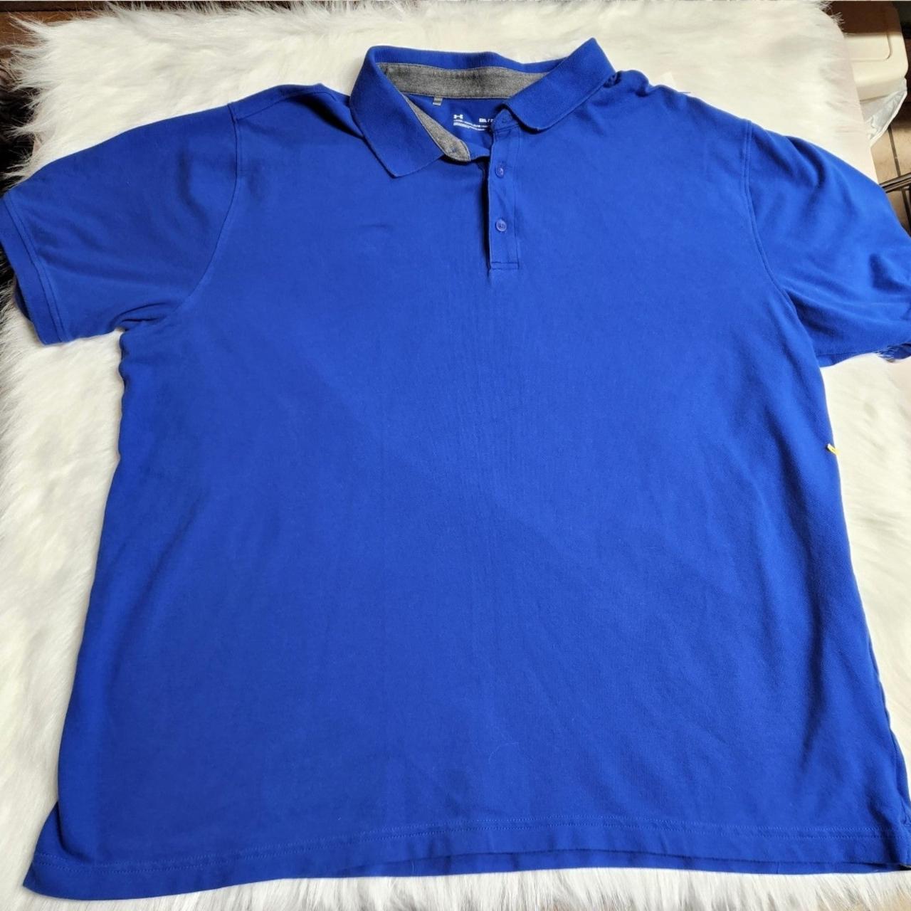 Under Armour Mens Blue Polo Shirt 2XL Good... - Depop