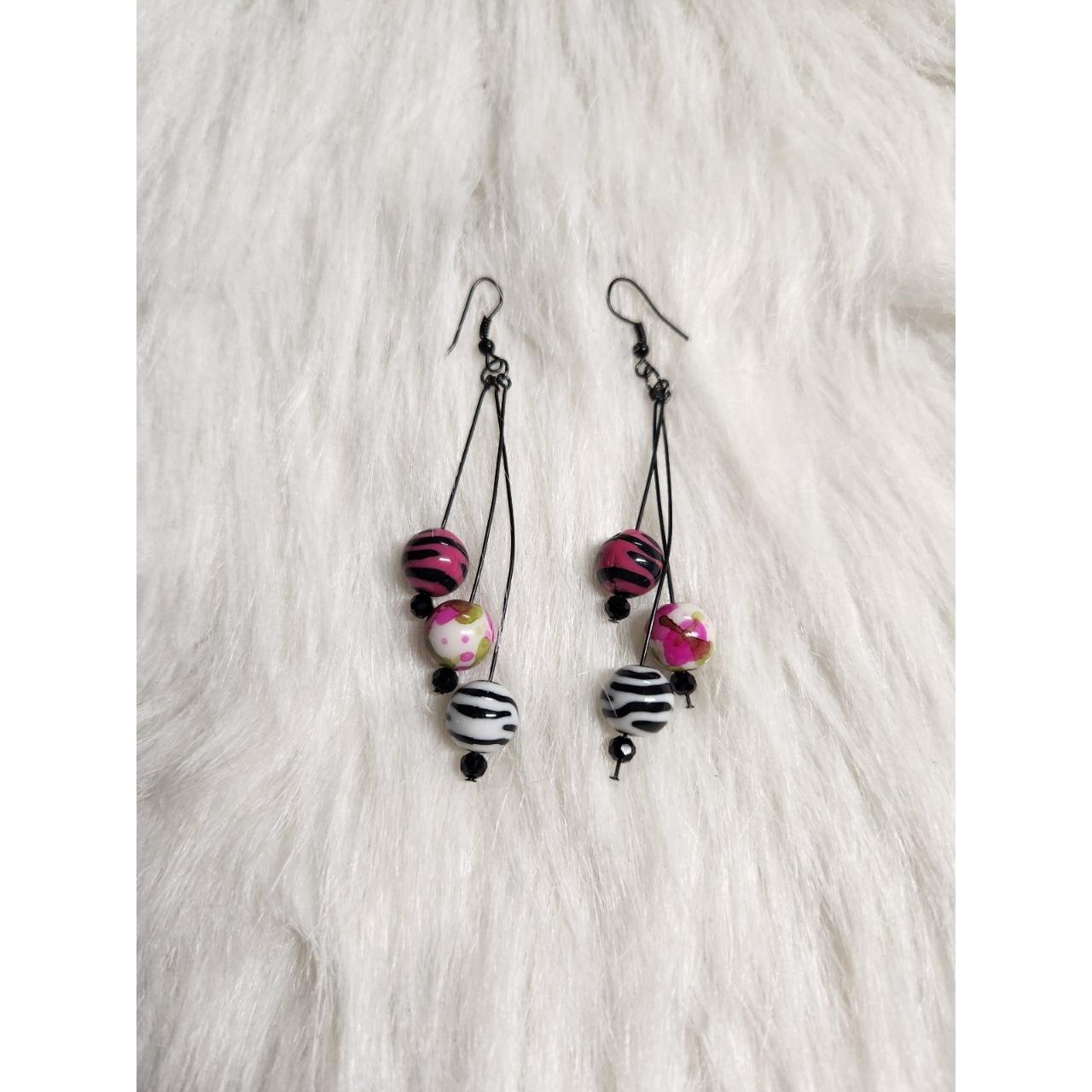 Zebra Ladies Earrings Pink & White Zebra Earrings.... Depop