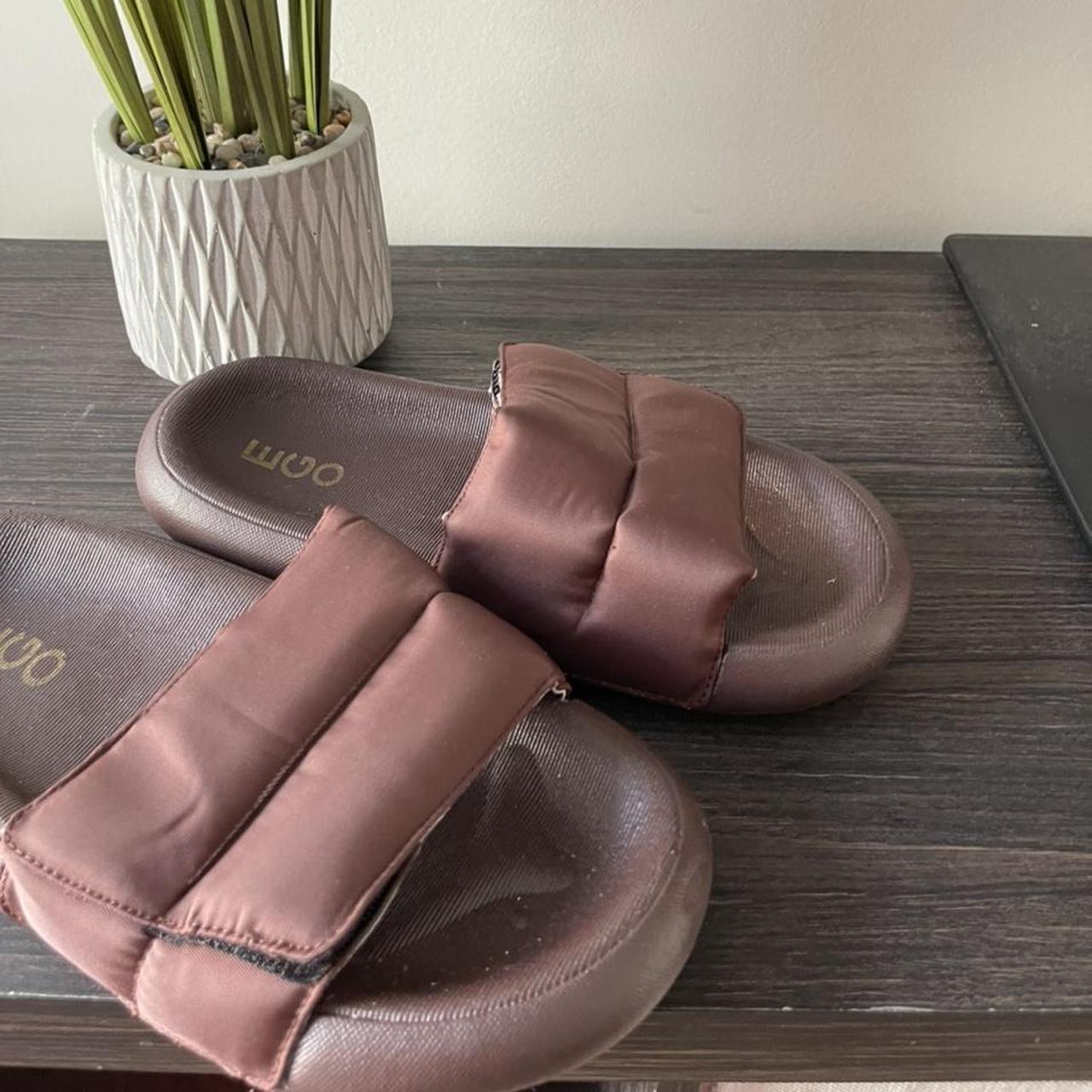 EGO Women's Burgundy Slides Depop