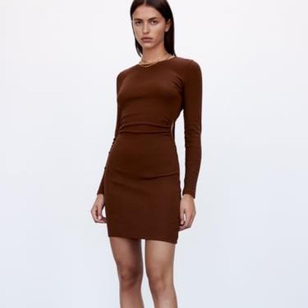 brown mini dress zara