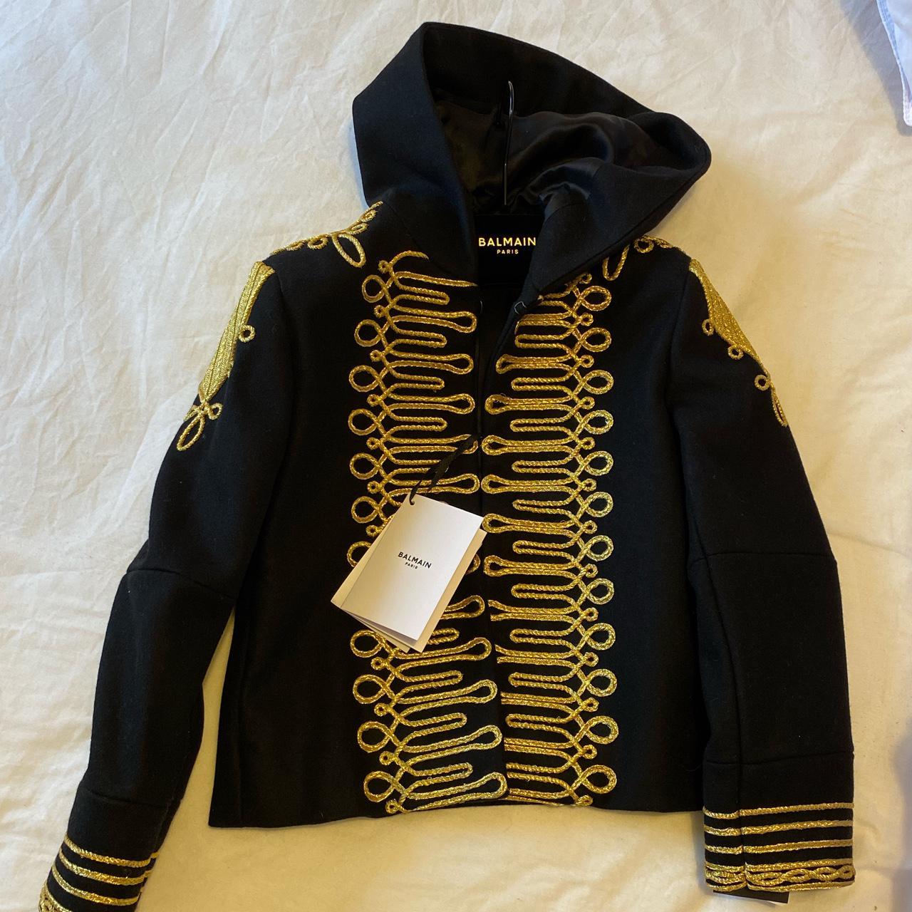 Opdage Agurk Udsøgt Balmain Boys Hooded Military style Jacket with Gold... - Depop