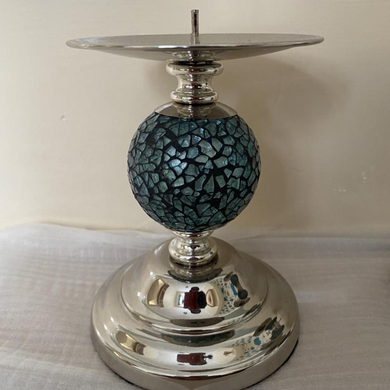 Two Teal blue candle holders candelholder teal... Depop