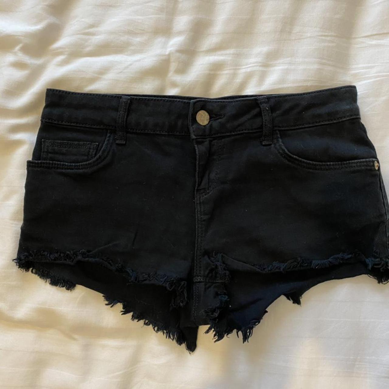 Topshop black denim shorts size 8, label coming away... - Depop