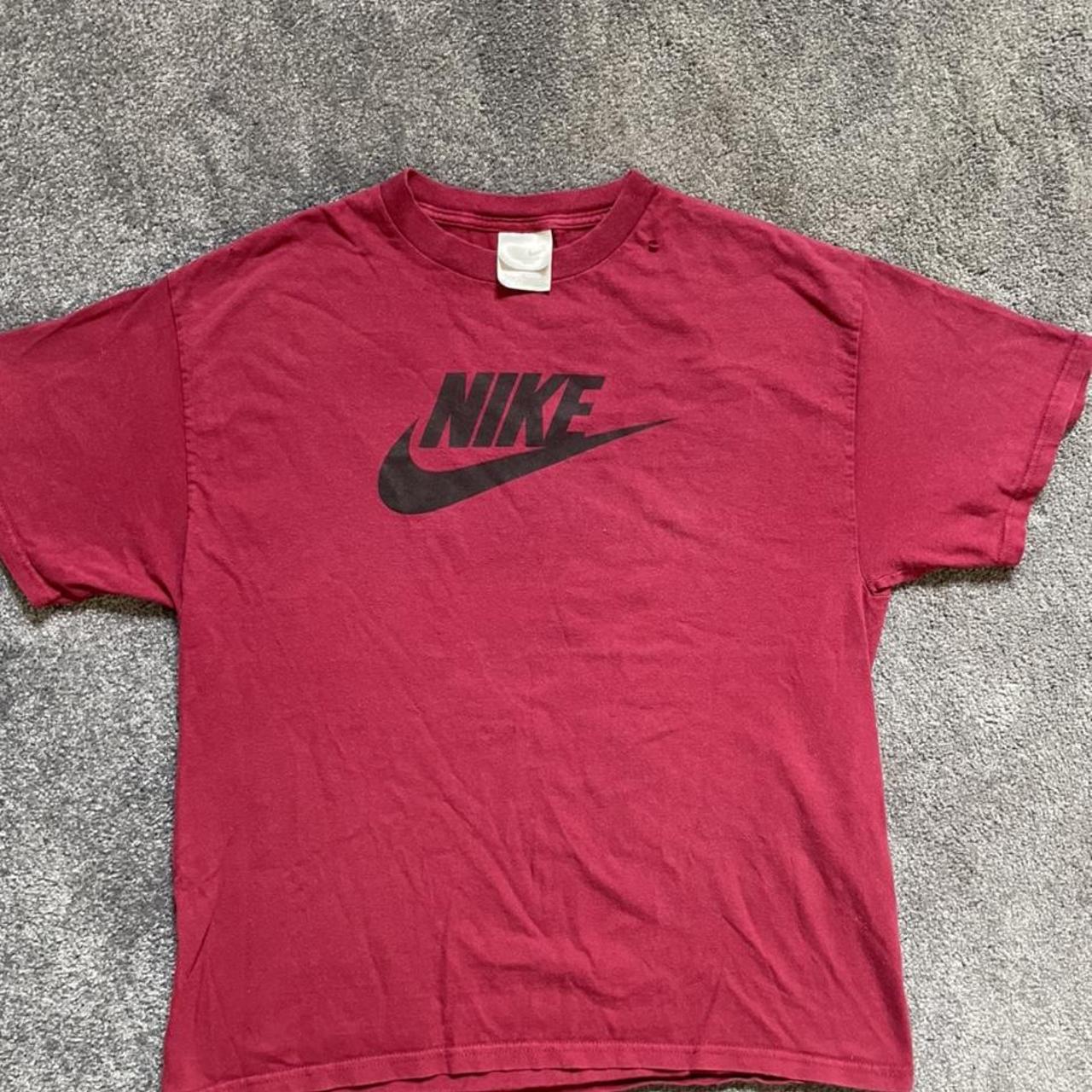 Vintage Nike center swoosh shirt. Grey tag size L.... - Depop