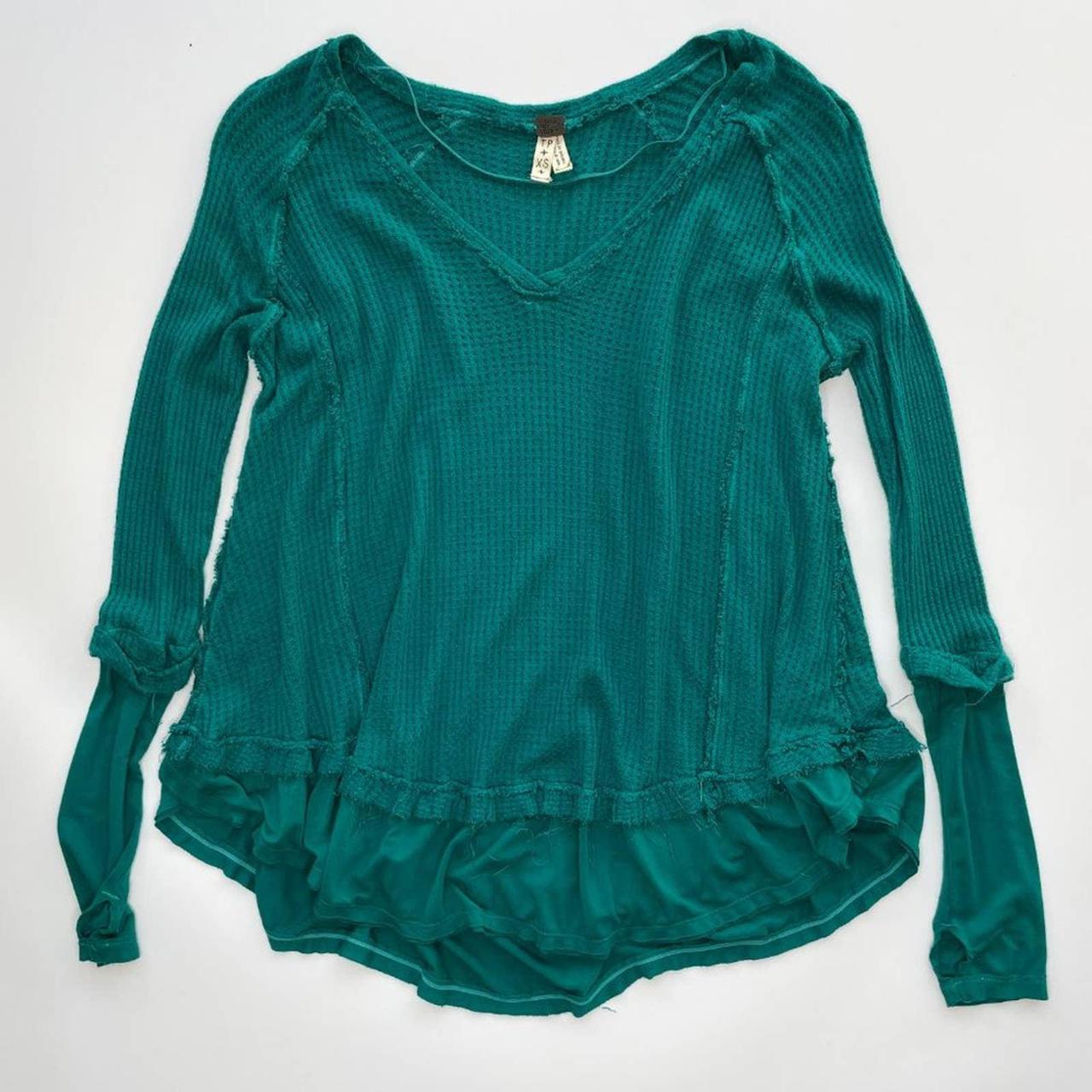Free People Women's Blue and Green Shirt