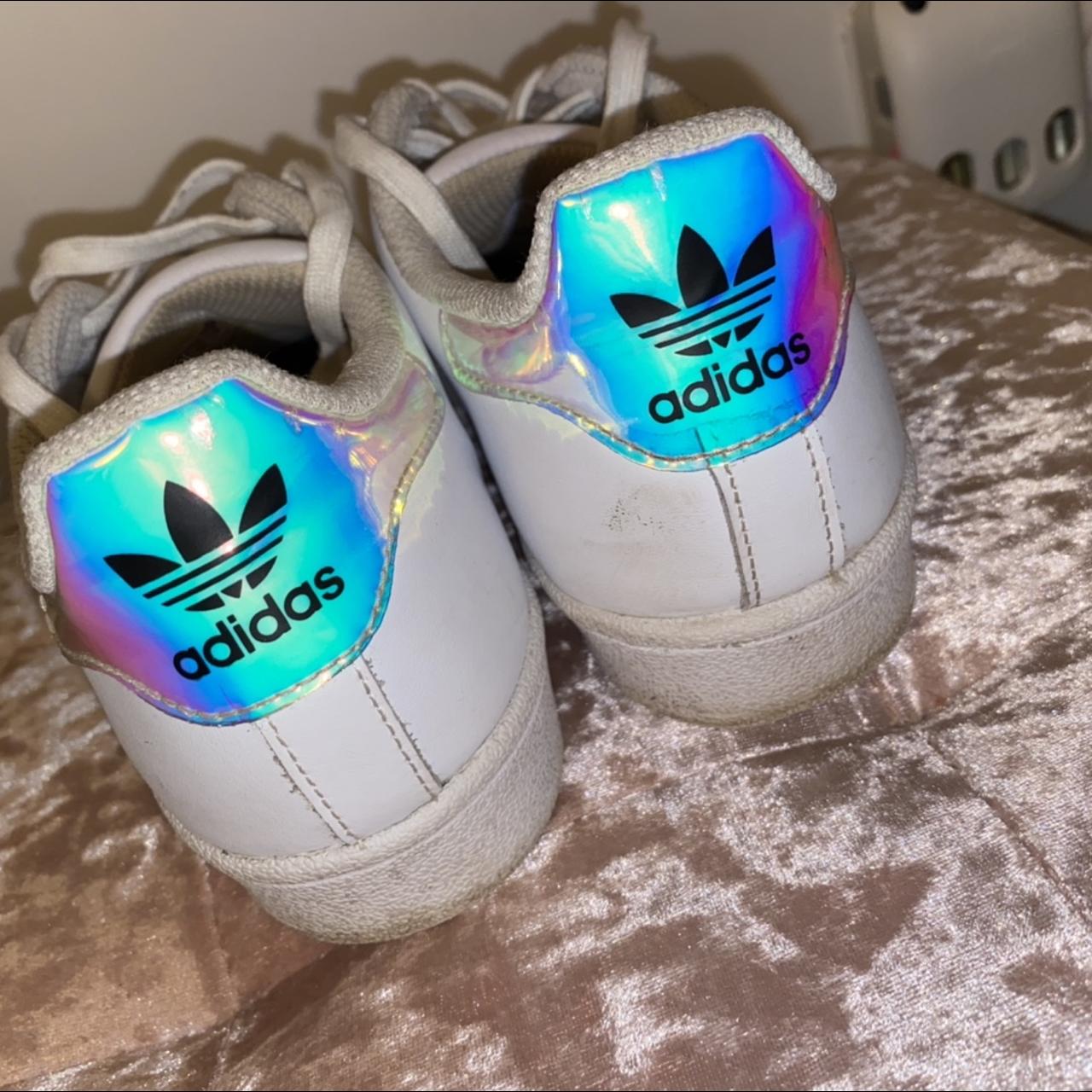 Adidas superstars iridescent detail Size 5 Would... - Depop