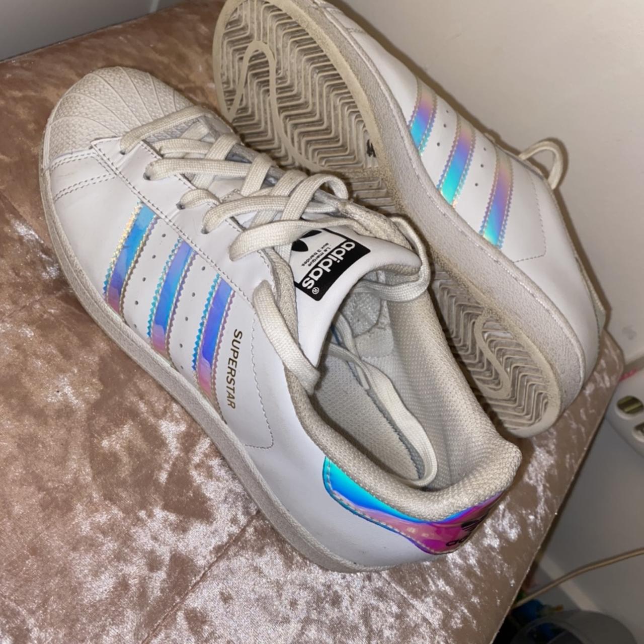 Adidas superstars iridescent detail Size 5 Would... - Depop