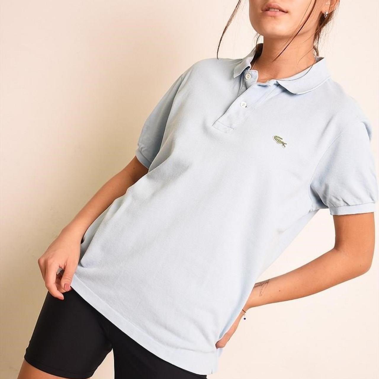 Vintage 90s LACOSTE polo t-shirt tee. Buttons up on | Depop