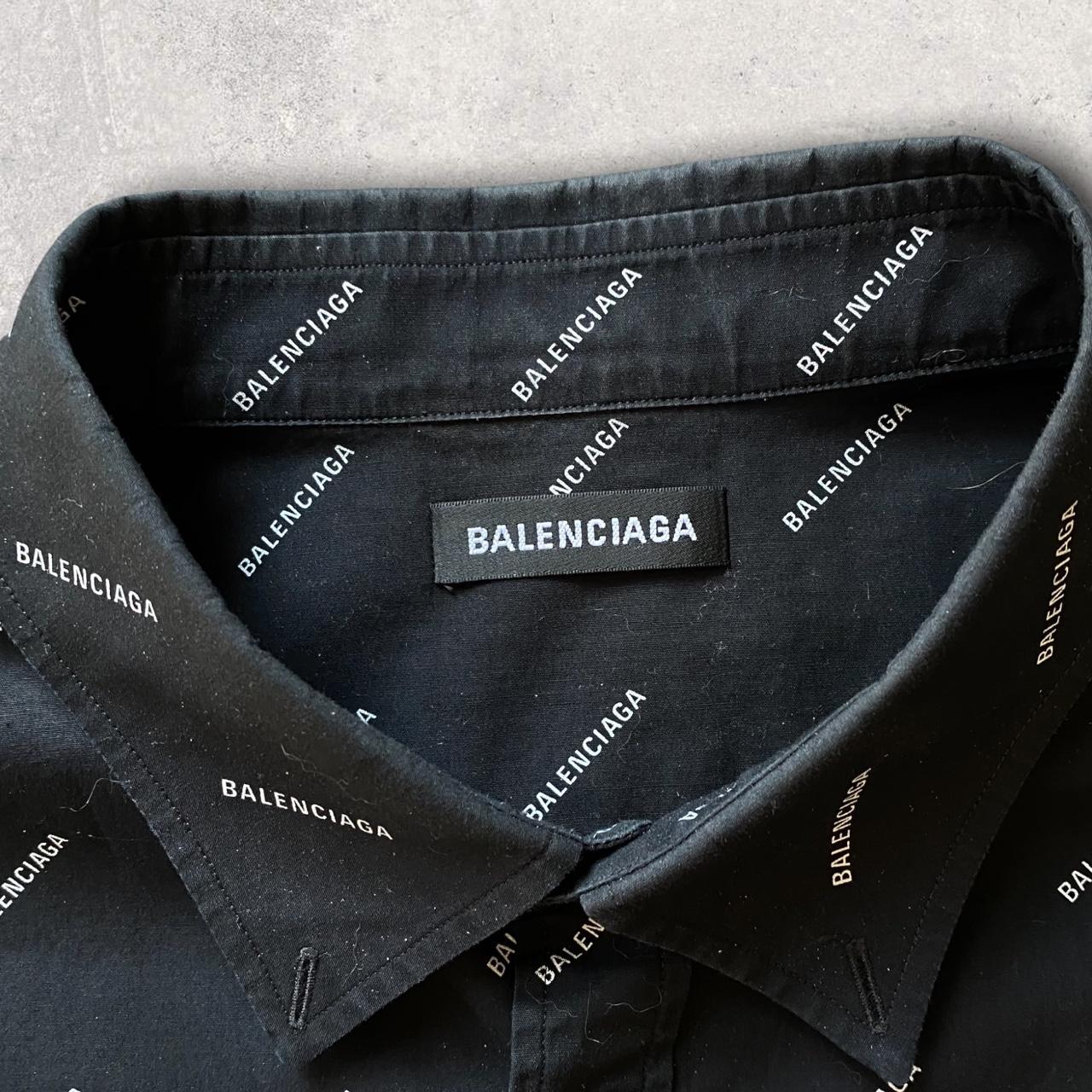 Balenciaga SS18 Black Logo Button Up Dress... - Depop